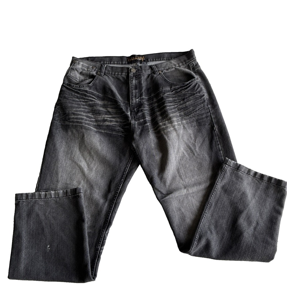 Evolution Men's Jeans Honey Comb Whiskers Y2K Hip Hop Streetwear 40/30 By Design
